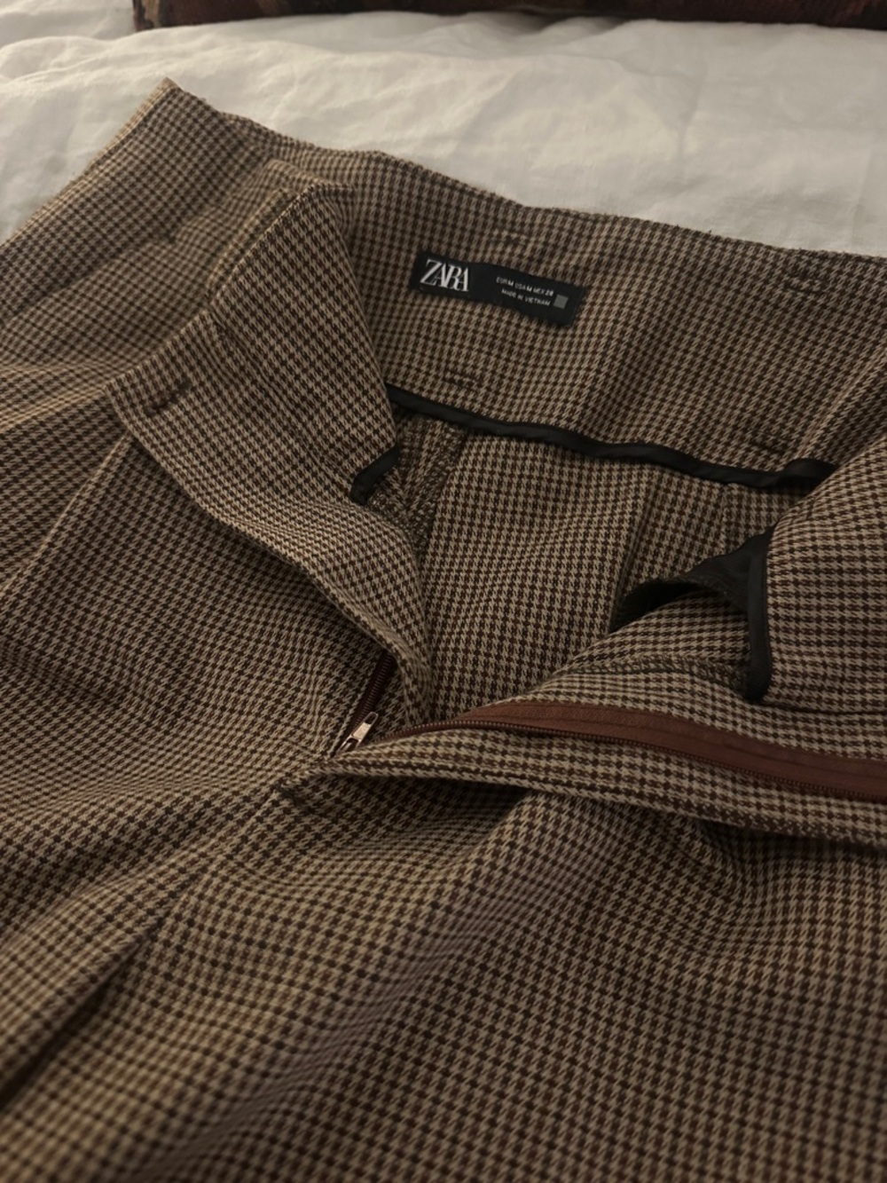 ZARA Brown & Cream Houndstooth Pants